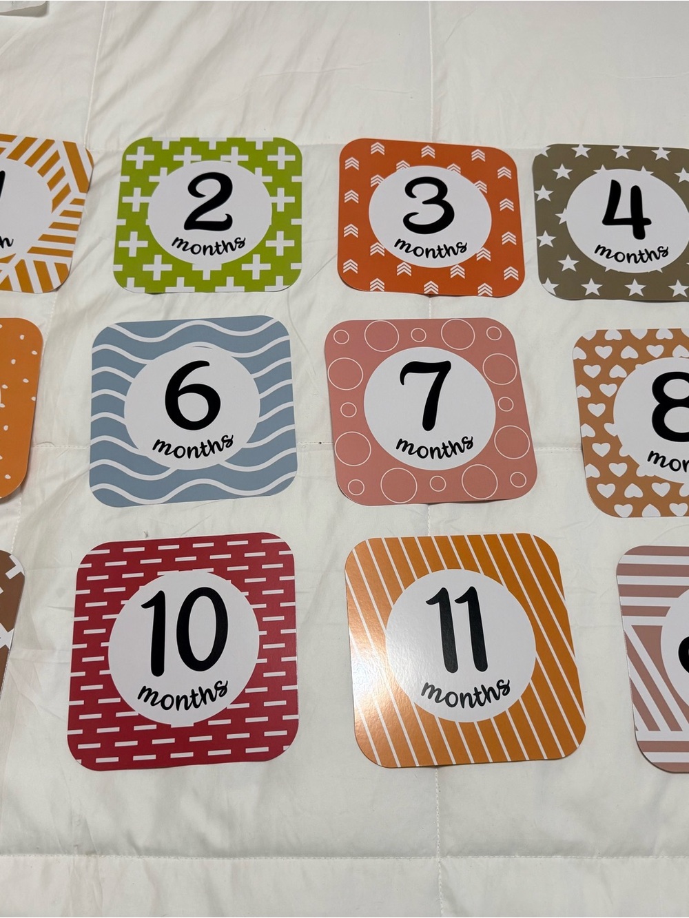 Baby Monthly Milestone Cards - Multi Color Set